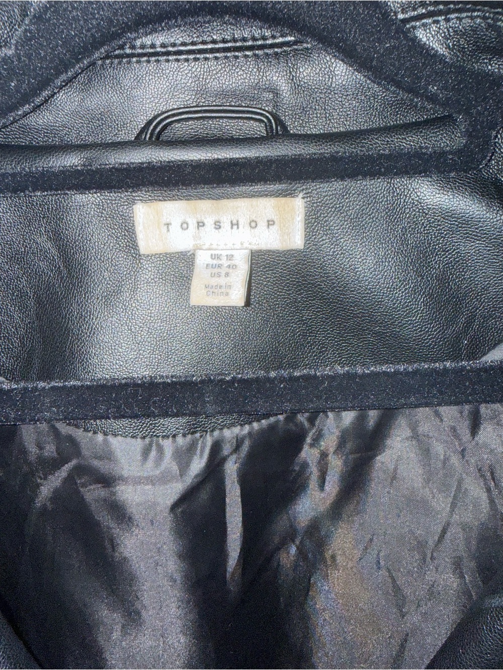 Topshop Black Faux Leather Cropped Biker Jacket - Picture 7 of 8